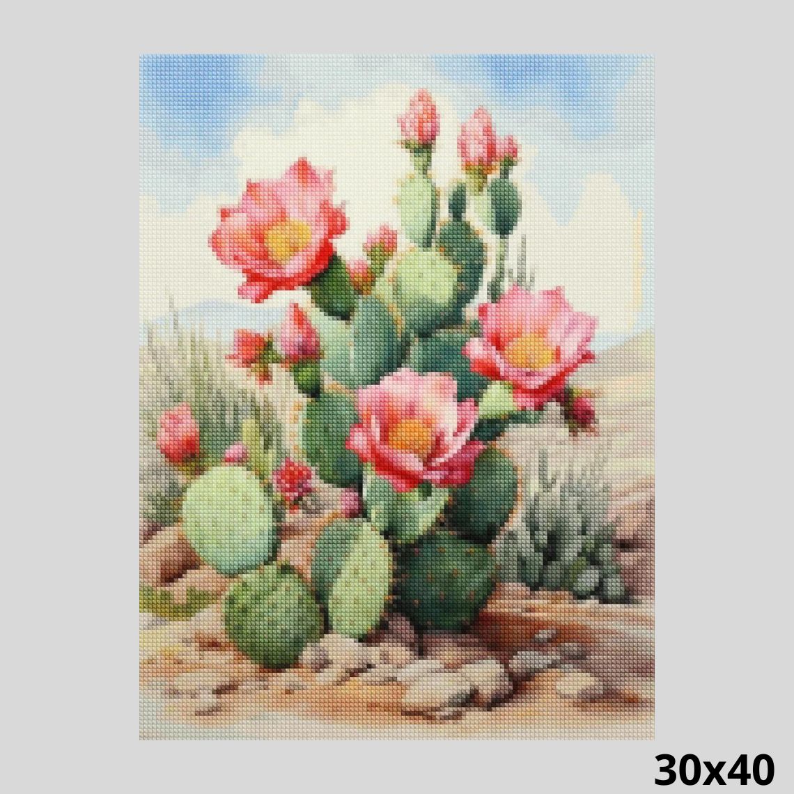 Blooming Opuntia Cactus 30x40 - Diamond Painting