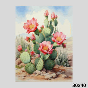Blooming Opuntia Cactus 30x40 - Diamond Painting