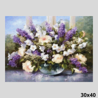 Bouquet Flowers in Bowl 30x40 - Diamond Painting