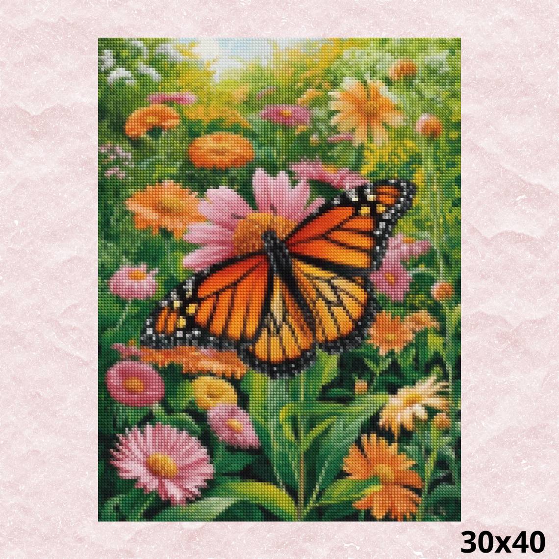 Butterfly on Meadow 30x40 - Diamond Painting