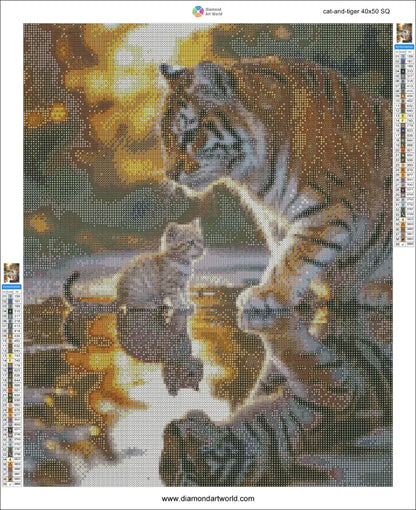 Cat and Tiger Diamond Painting Layout 