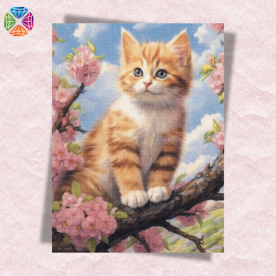 Cat in Cherry Blossom - Diamond Painting