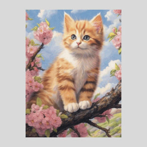 Cat in Cherry Blossom - Diamond Painting