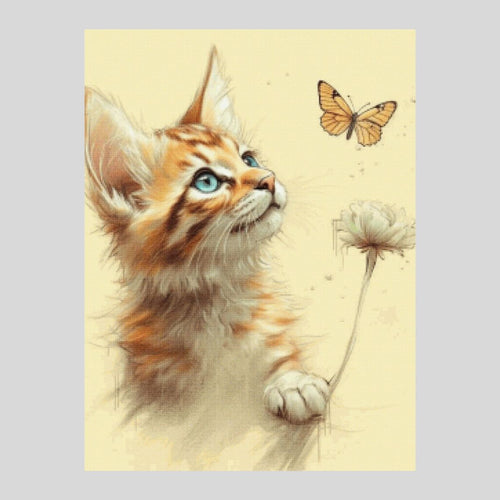 Cat with Butterfly Diamond Painting