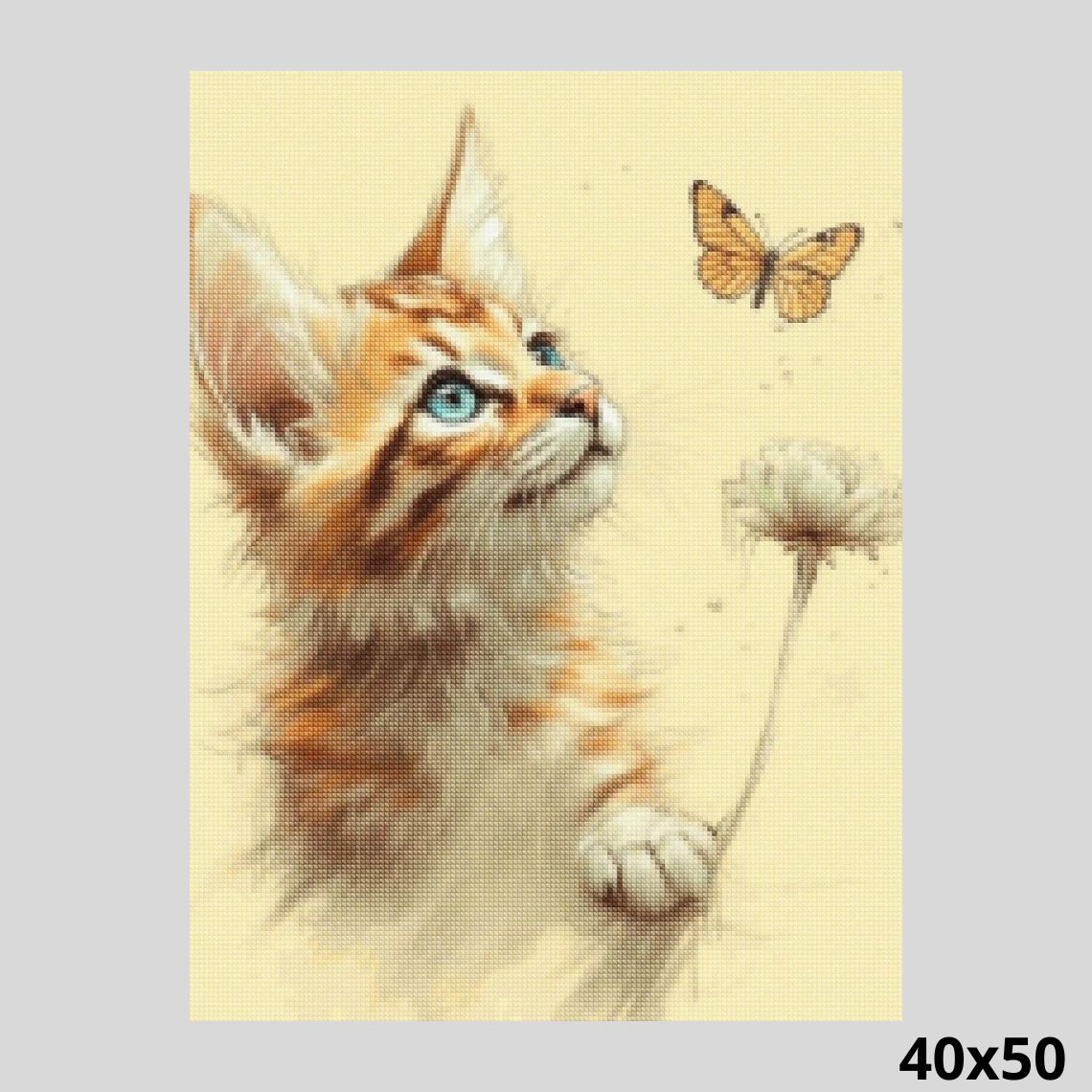 Cat with Butterfly 40x50 Diamond Painting