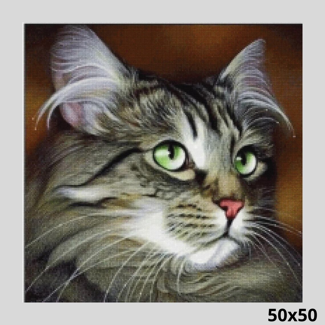 Cat with Green Eyes 50x50 - Diamond Art World