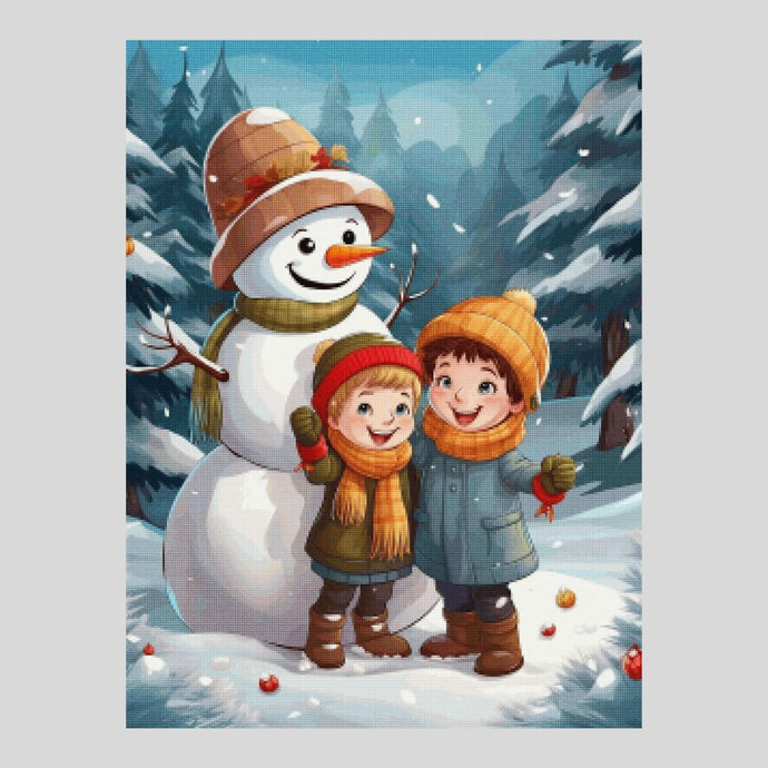 Children with Snowman - diamond Painting