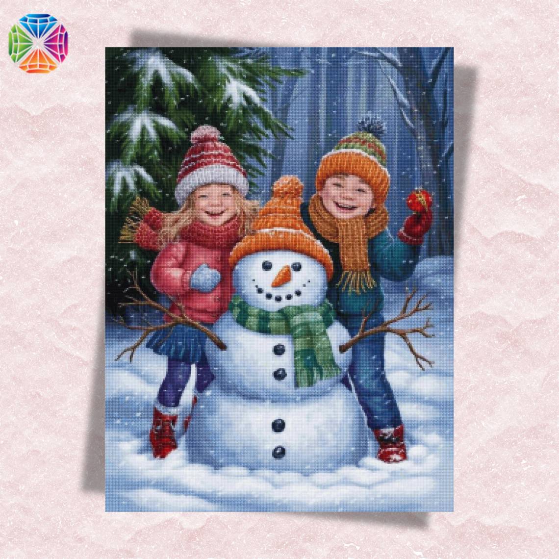 Children with Snowman - diamond Painting