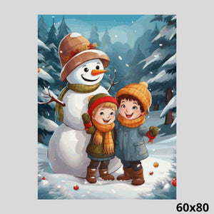 Children with Snowman 60x80 - diamond Painting