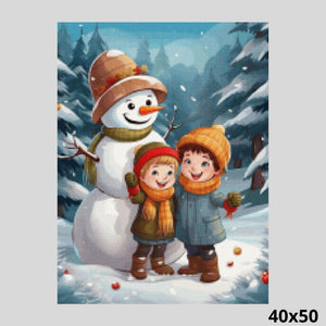 Children with Snowman 40x50 - diamond Painting