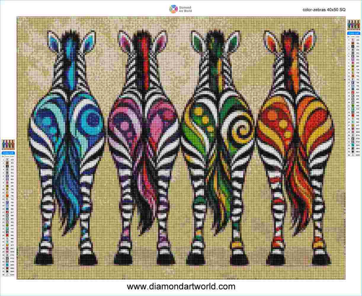 Color Zebras - Diamond Painting Layout