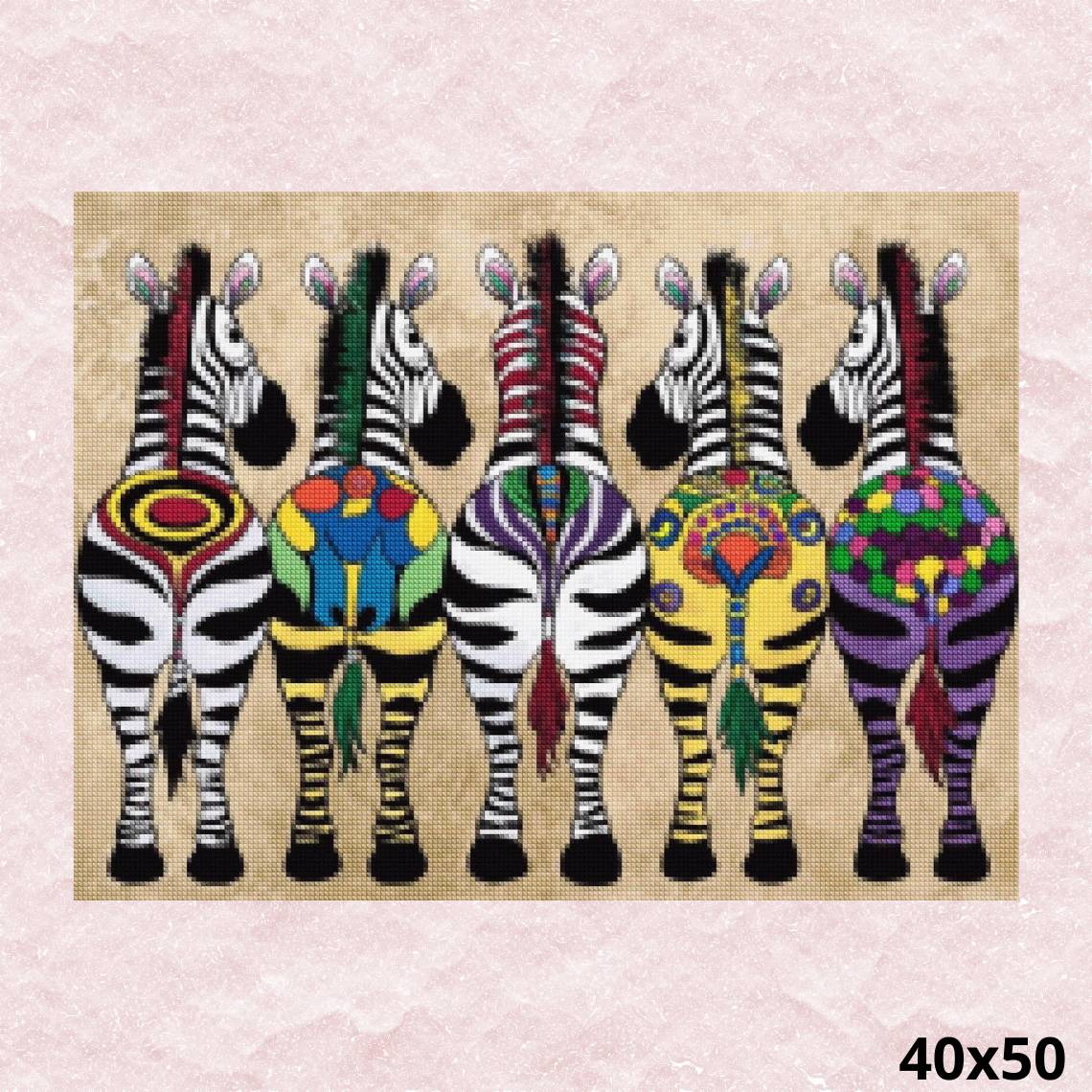 Color Zebras 40x50 - Diamond Painting