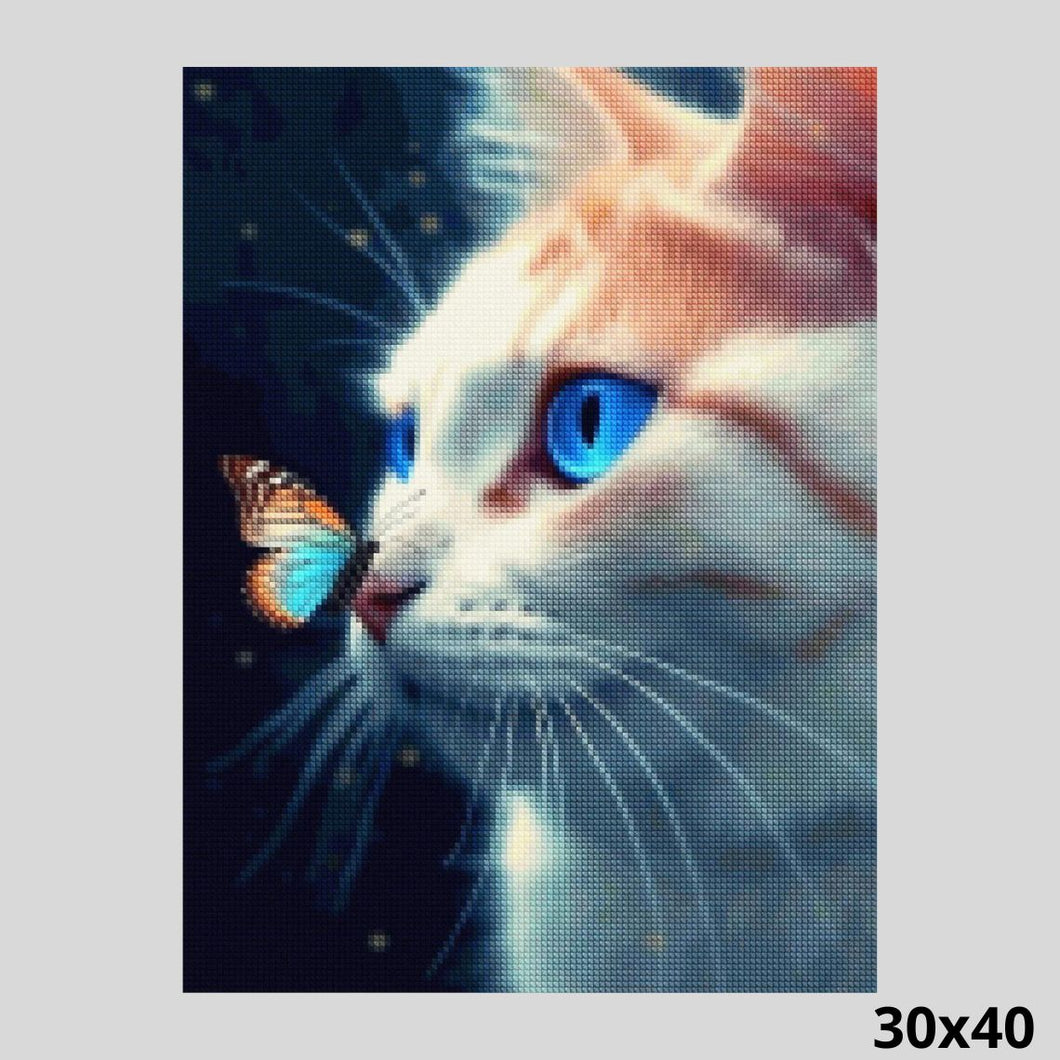 Colorful Butterfly with Cat 30x40 - Diamond Art World