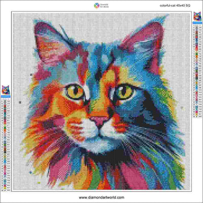 Colorful Cat - Diamond Painting Layout