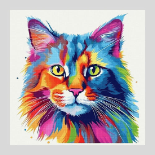 Colorful Cat Paint with Diamonds