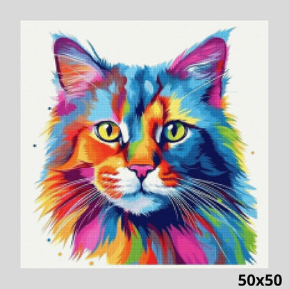 Colorful Cat 50x50 Paint with Diamonds