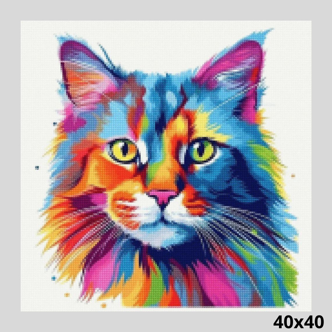 Colorful Cat 40x40 Paint with Diamonds