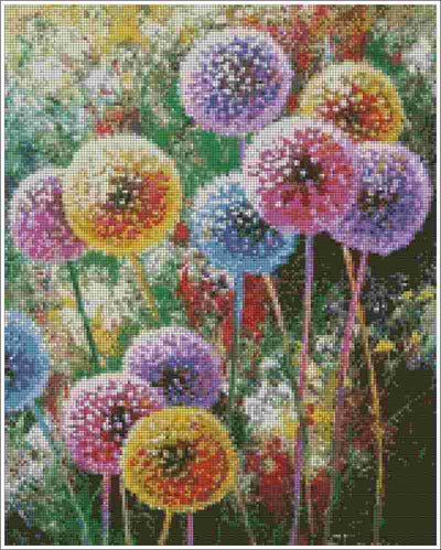 Colorful Dandelions - Diamond Art