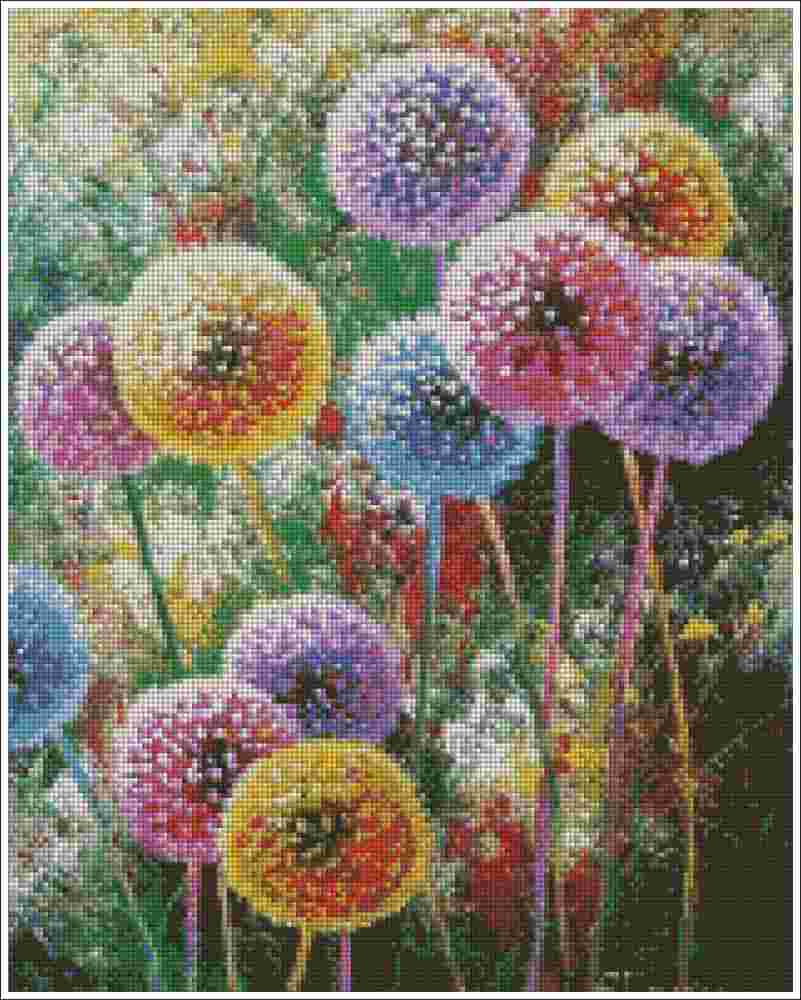 Colorful Dandelions - Diamond Art