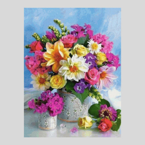 Colorful Flowers Bouquet in Vase - Diamond Painting