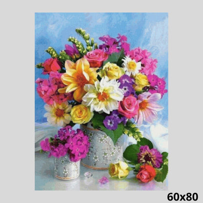 Colorful Flowers Bouquet in Vase 60x80 - Diamond Painting