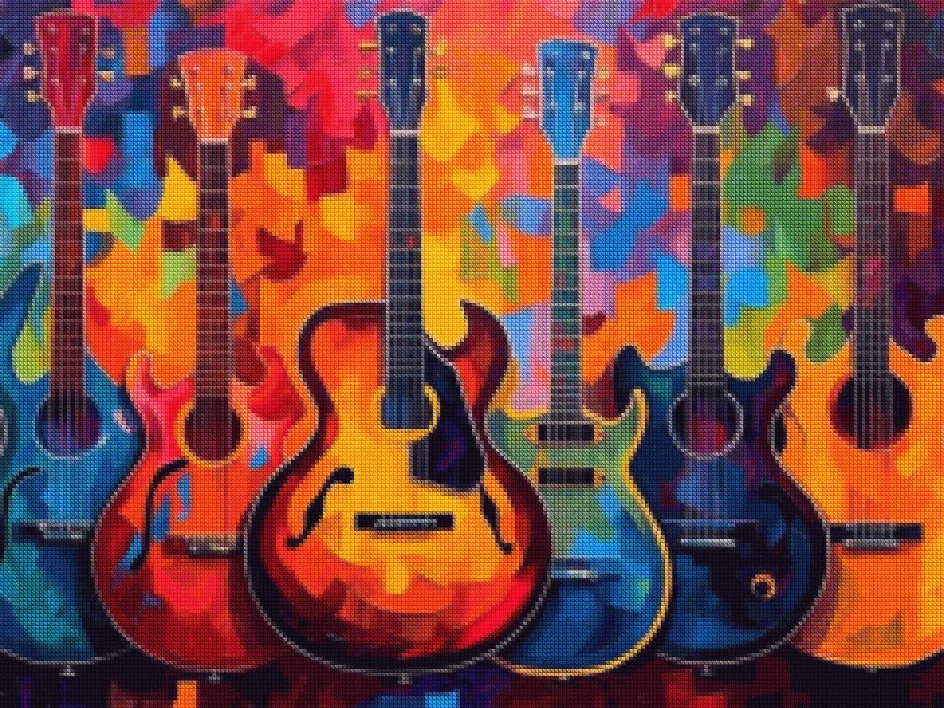 Colorful Guitars 50x60 - Diamond Painting