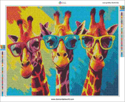 Cool Giraffes - Diamond Painting Layout