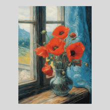 Load image into Gallery viewer, Crimson Poppies in Vase - Diamond Art
