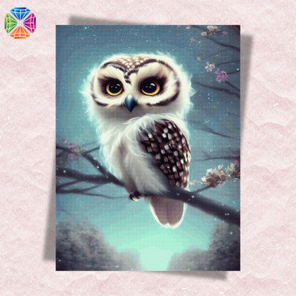 Cute Owl on Cherry Tree - Diamond Painting