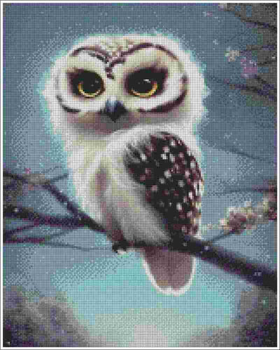 Cute Owl on Cherry Tree - Diamond Art