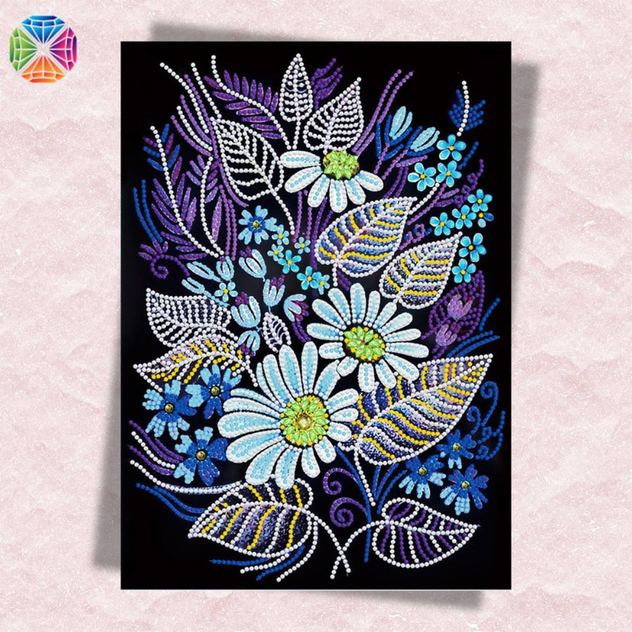 Daisies Blue Glow in the Dark – Diamond Painting