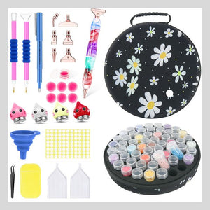 Daisy Round Case with Diamond Painting Tools and Storage Pots