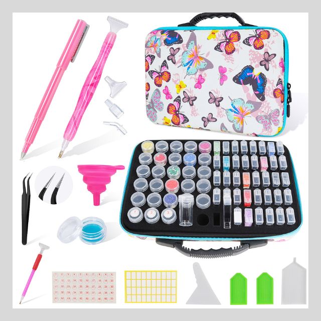 Butterfly Case with Diamond Painting Tools and Storage Pots