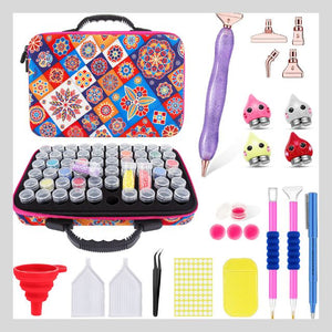 Mandala Case with Diamond Painting Tools and Storage Pots