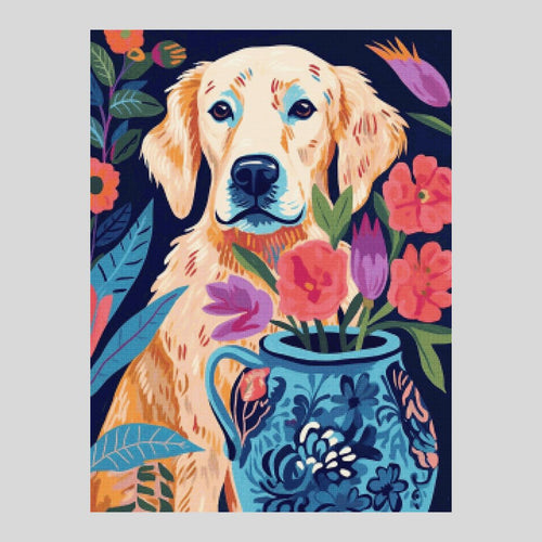 Dog and Vase - Diamond Painting
