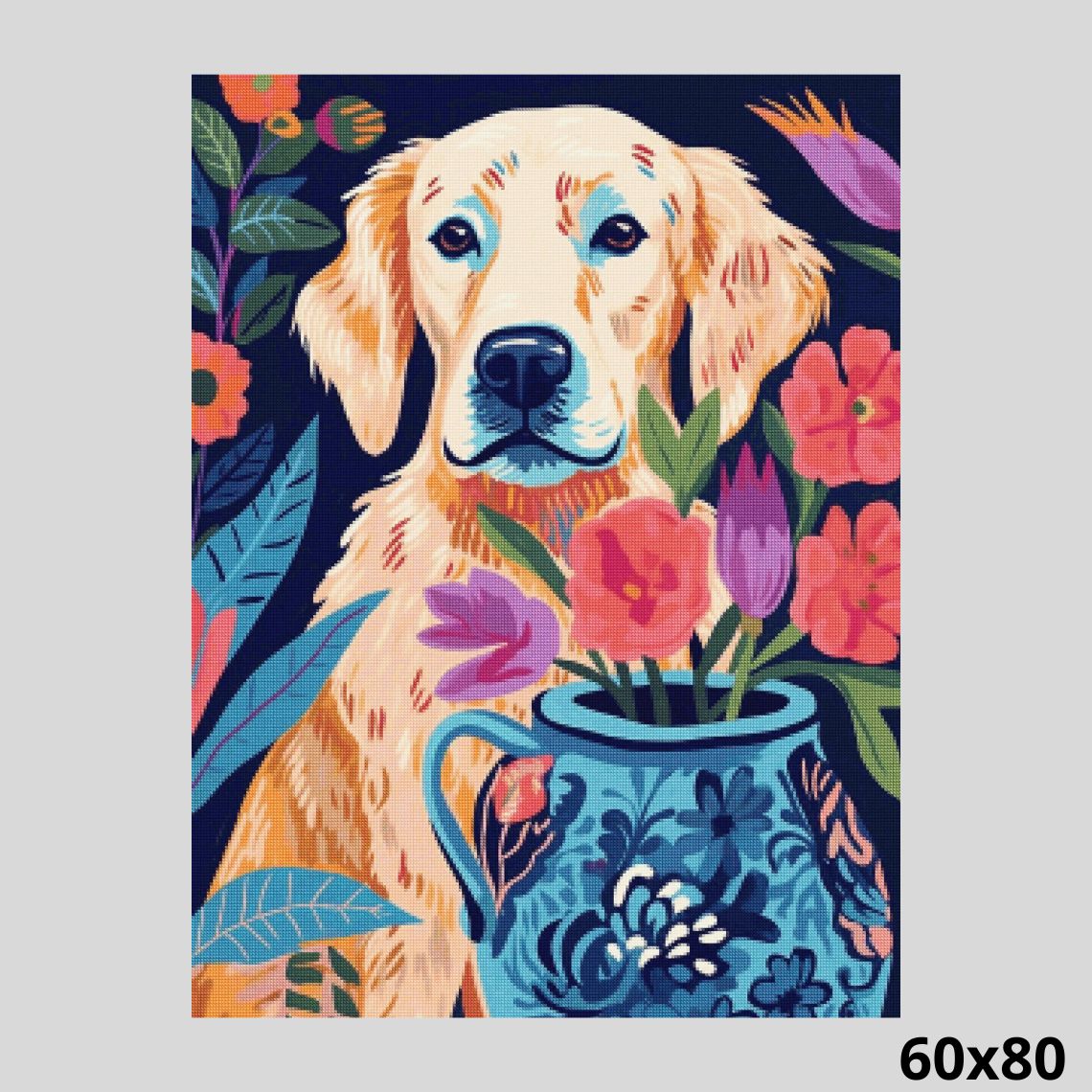 Dog and Vase 60x80 - Diamond Painting