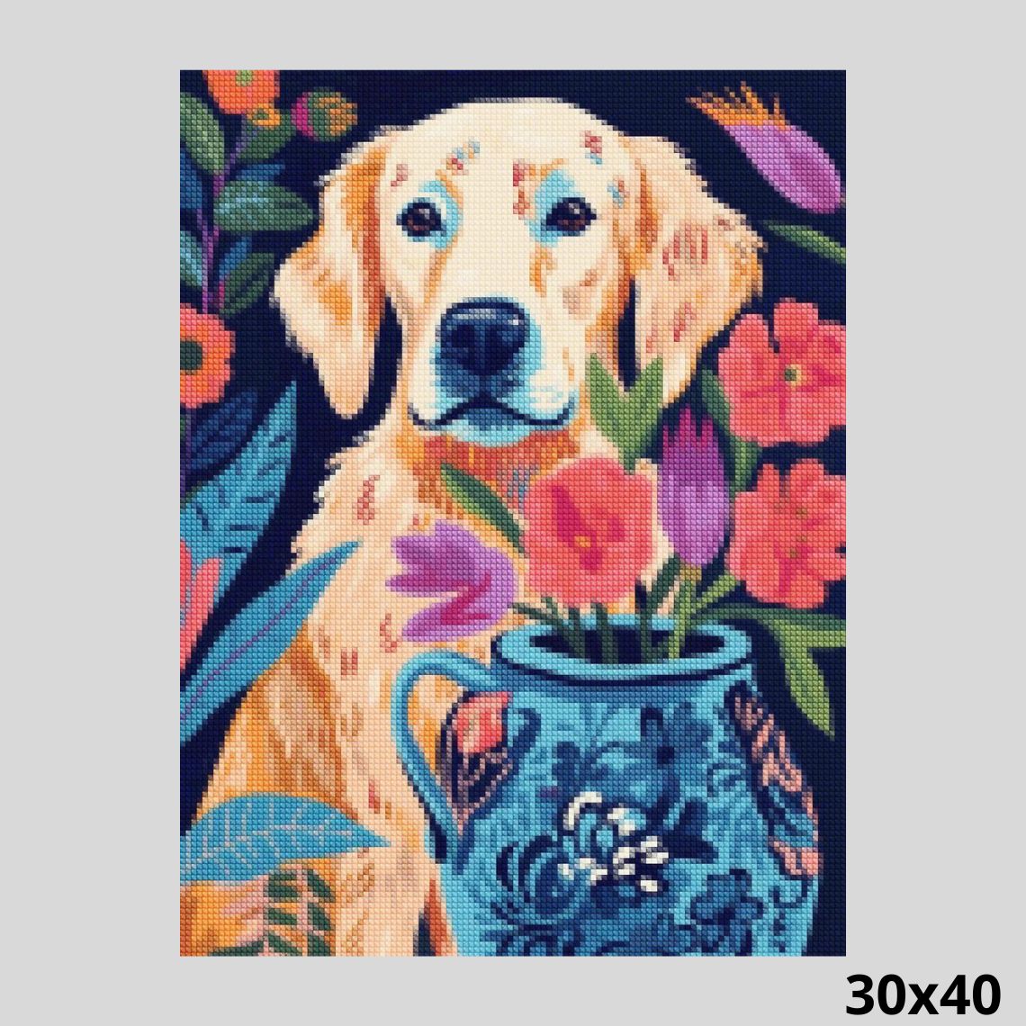 Dog and Vase 30x40 - Diamond Painting