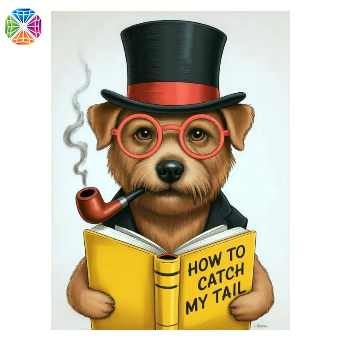 Dog Reading Book - Diamond Painting