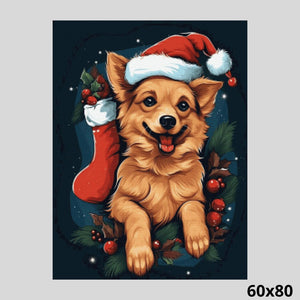 Dog with Christmas Socks 60x80 - Diamond Painting