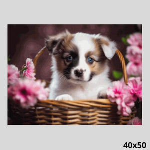 Dog with Pink Flowers 40x50 Diamond Painting
