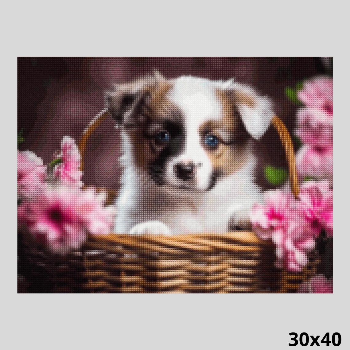 Dog with Pink Flowers - Diamond Art World – Diamond Art World Kits
