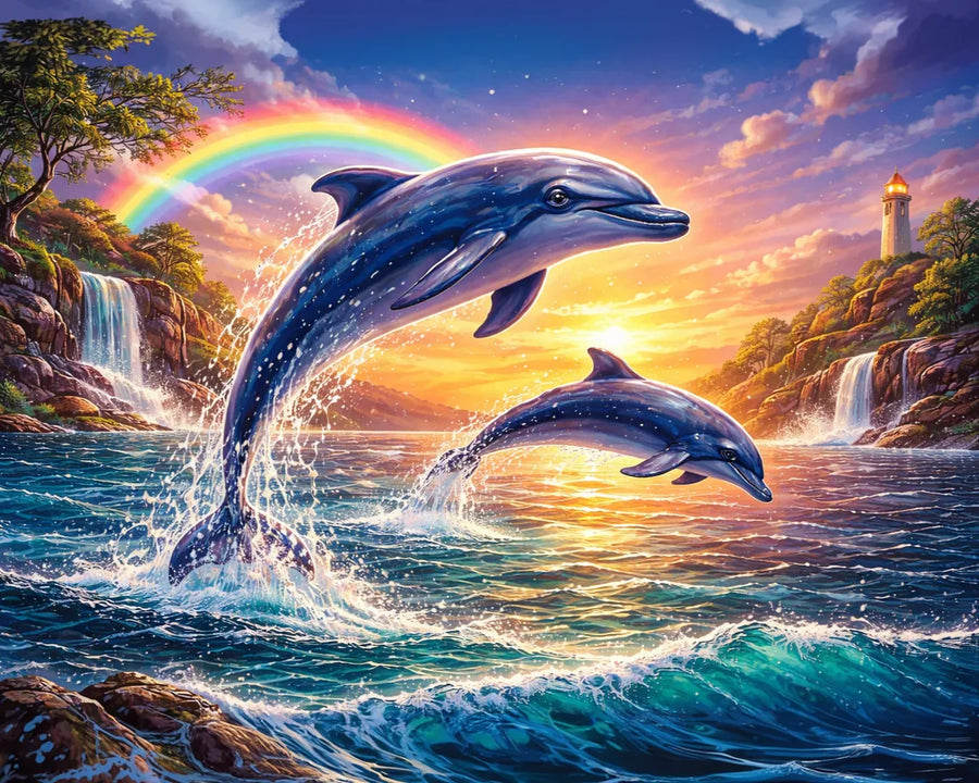 Dolphins Love Diamond Painting Kit – Diamond Art World Kits