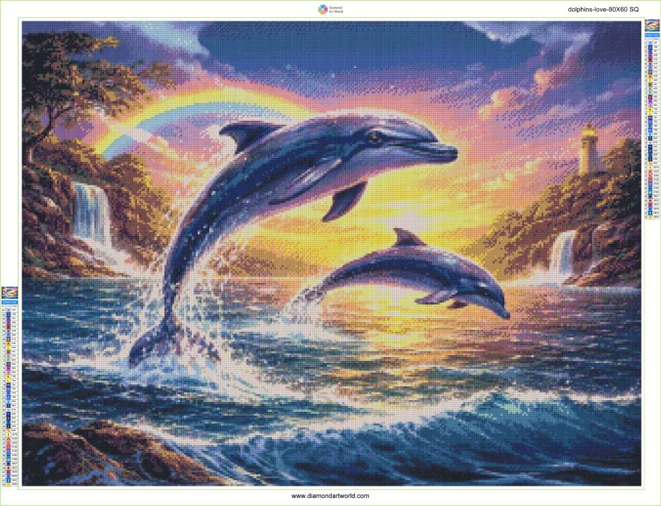 Dolphins Love Diamond Painting Kit – Diamond Art World Kits