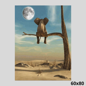 Elephant watching moon 60x80 - Diamond Art World