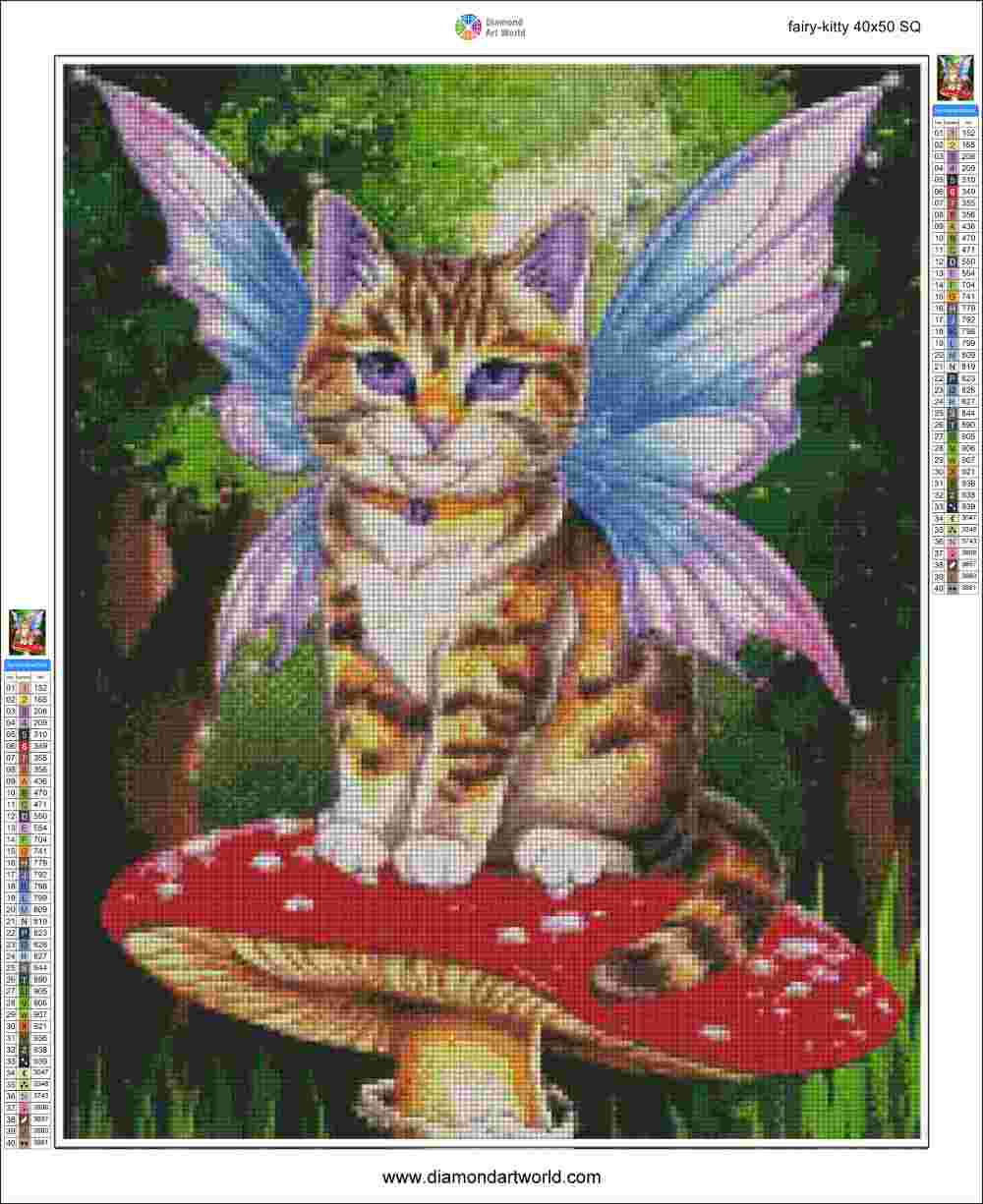 Fairy Kitty - Diamond Painting Layout