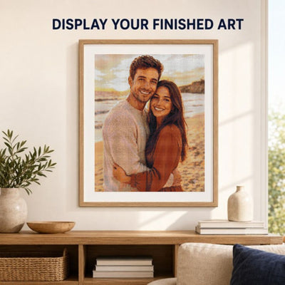diplay of finished custom diamond art