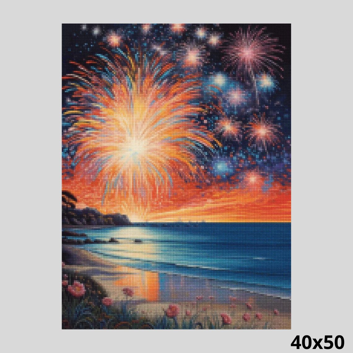 Fireworks at the Sea 40x50 - Diamond Painting