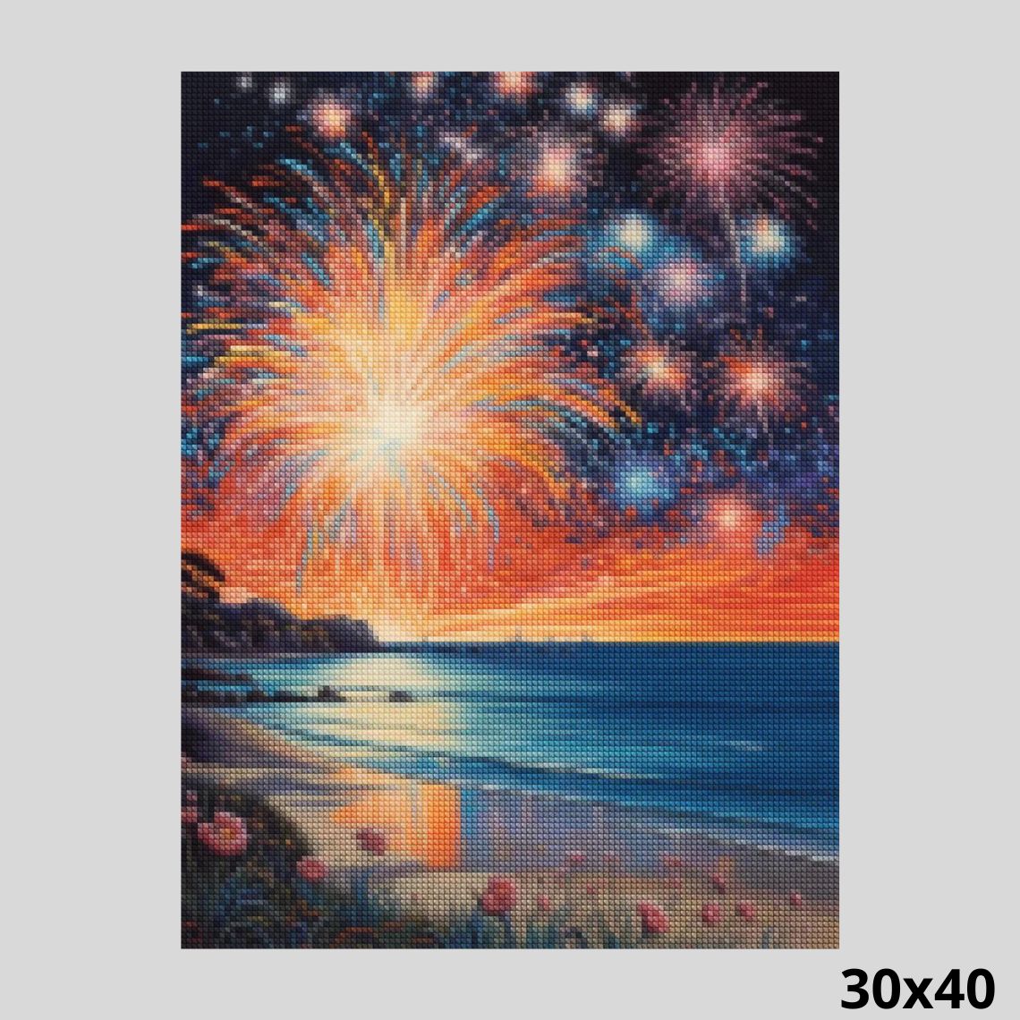 Fireworks at the Sea 30x40 - Diamond Painting
