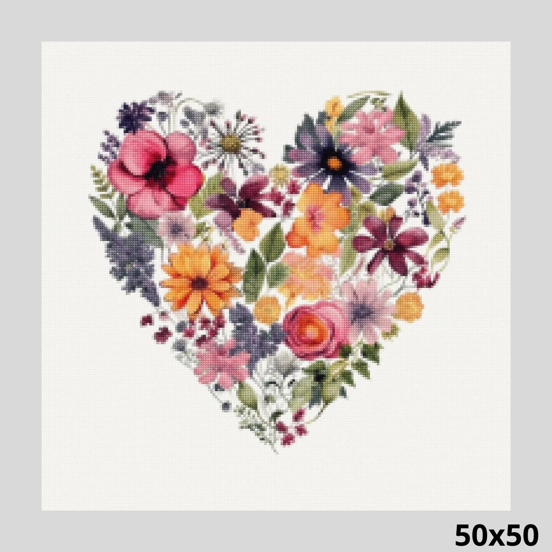 Floral Heart 50x50 Diamond Painting