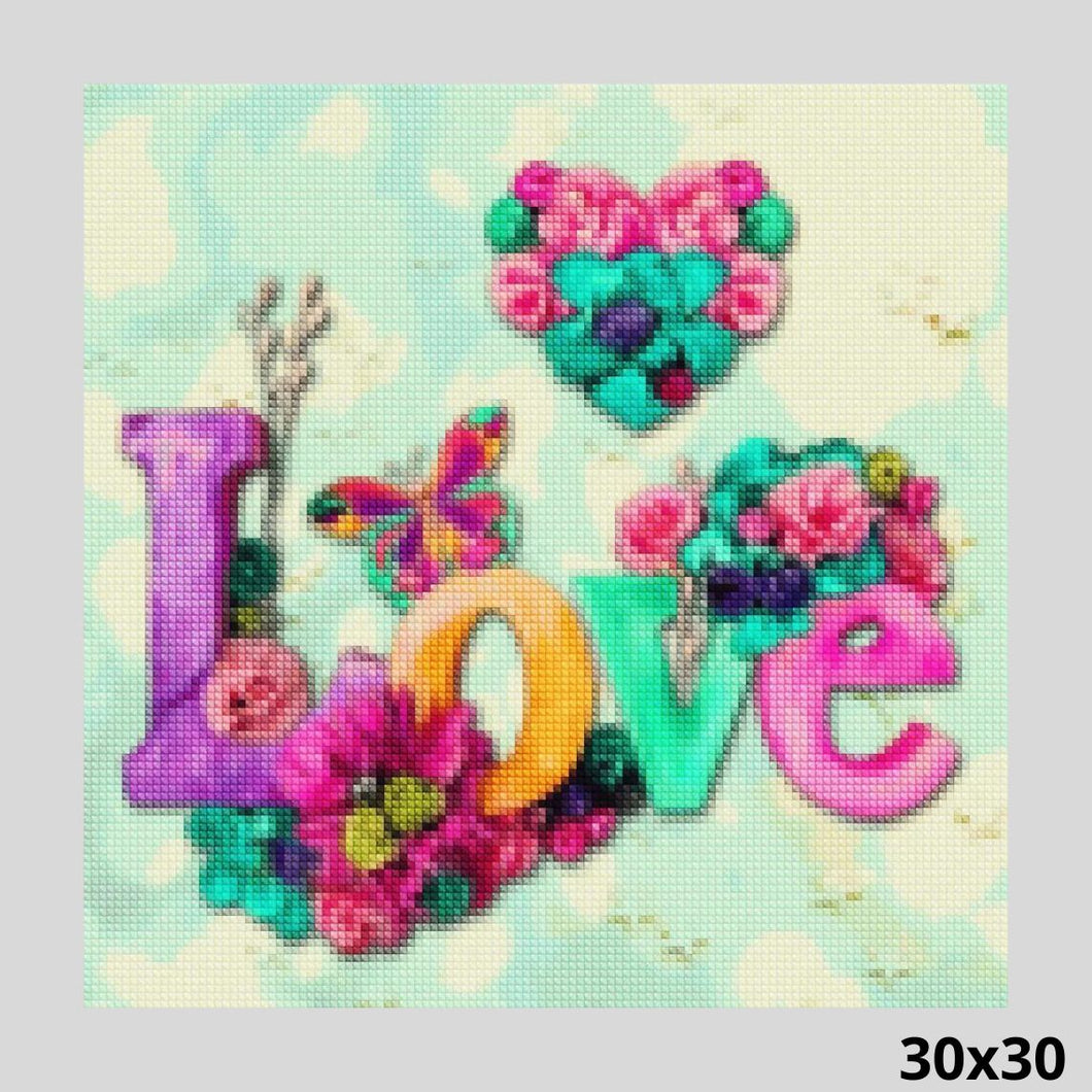 Floral Love Shape 30x30 - Diamond Painting